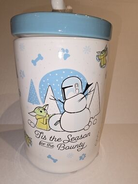 Mandolorian Baby Yoda (Grogu) 'Tis the Season Ceramic Canister Christmas cat/dog